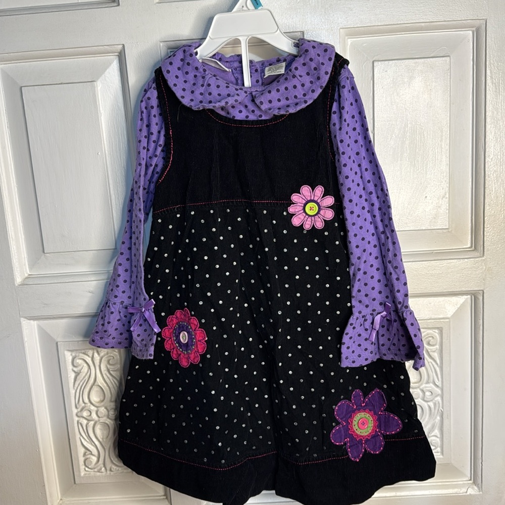 BLUEBERRI Boulevard Appliquéd Black/Purple 2 Piece Dress Size 6